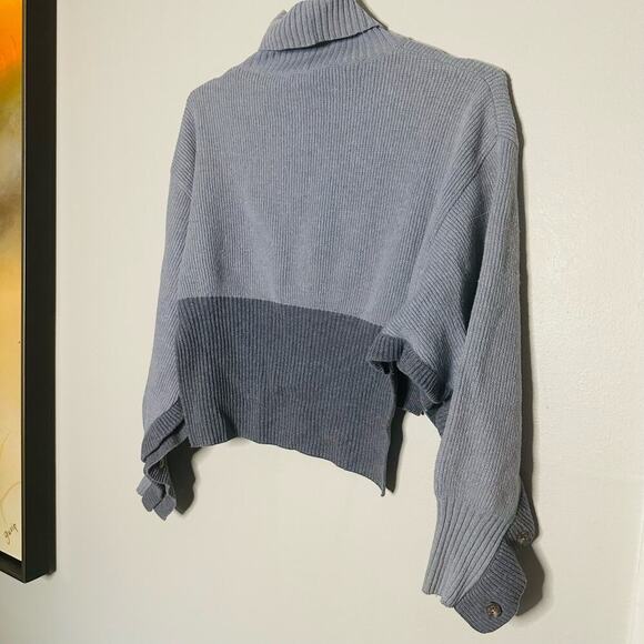 Cedric Charlier Blue Ombré Wool Button Styled Turtleneck Sweater size 4 - Picture 10 of 10